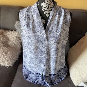 LAUNDRY by SHELLI SEGAL Blue & White Tank Blouse